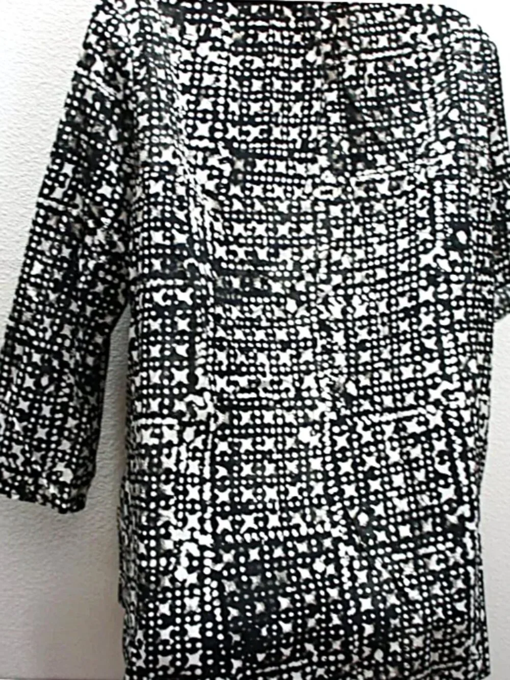 Michael Kors Black White Tab Sleeve Tunic size L NWOTS